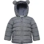 Rokka&Rolla Toddler Boys' Warm Winter Coat-Baby Fleece Puffer Jacket-Gray Textured, Size 18-24 Months