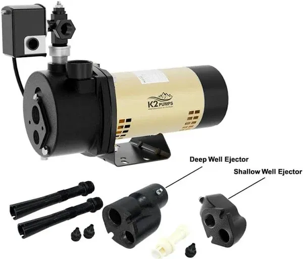 K2 PRO 1 HP Heavy-Duty Cast Iron Convertible Deep Well Jet Pump WPD10001K