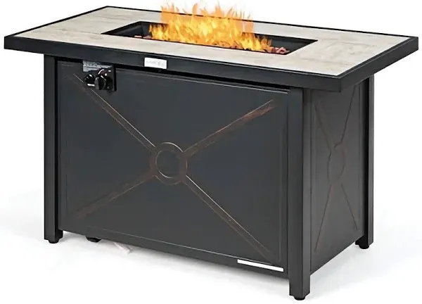 Costway 60,000 BTU 42'' Rectangular Propane Gas Fire Pit Heater Outdoor Table with Cover