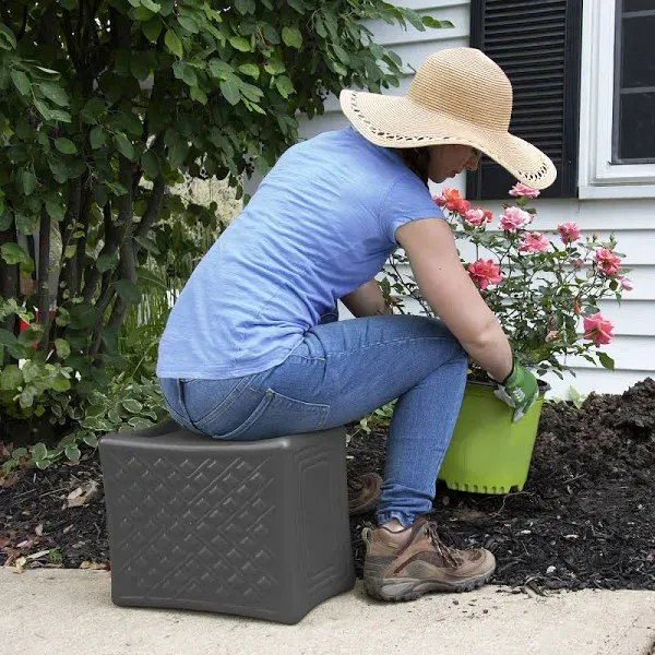 Simplay3 Handy Home 3-Level Heavy Duty Work/Garden Seat - 12" x 15" x 9" - Gray, Made in USA