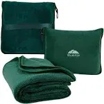 BlueHills Premium Soft Travel Blanket Pillow Airplane - Dark Green