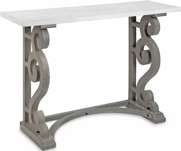 Kate and Laurel Wyldwood Country French Solid Wood Console Table - Rustic/White Legs - Natural Wood Top