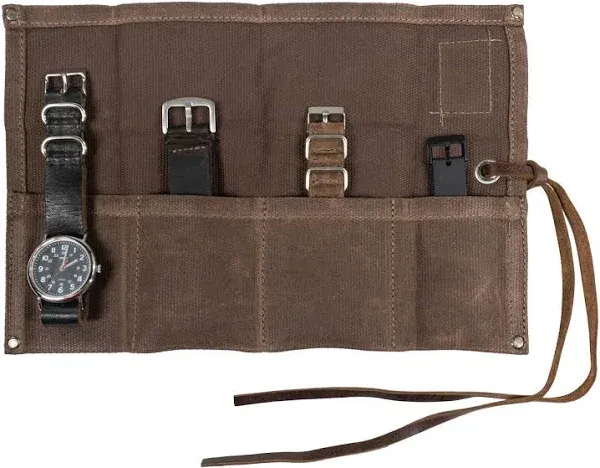 Hide & Drink, Waterproof Waxed Canvas Travel Watch Roll Organizer with 4 Slots, Easy Carry On Watchlover Storage, Handmade Travel Case, Fatigue