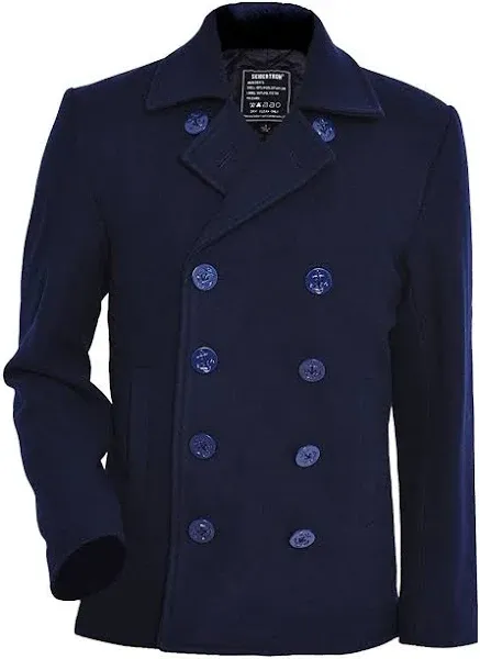 Seibertron Men's Woolen Coat US Navy Type 80% Wool USN Pea Coat