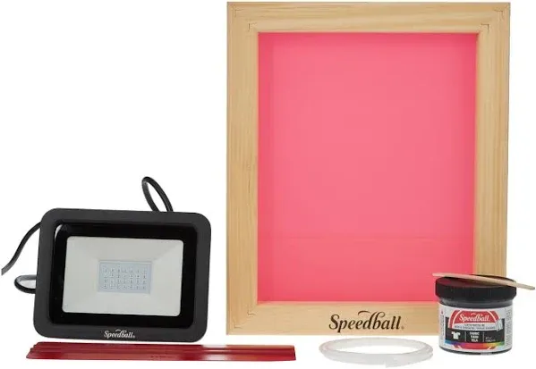 Speedball Speed Screens Screen Printing Kit, Includes Ink, Squeegee, Frame, UV Exposure Light