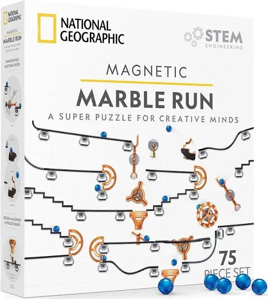 NATIONAL GEOGRAPHIC Magnetic Marble Run - 75-Piece STEM Building Set for Kids...