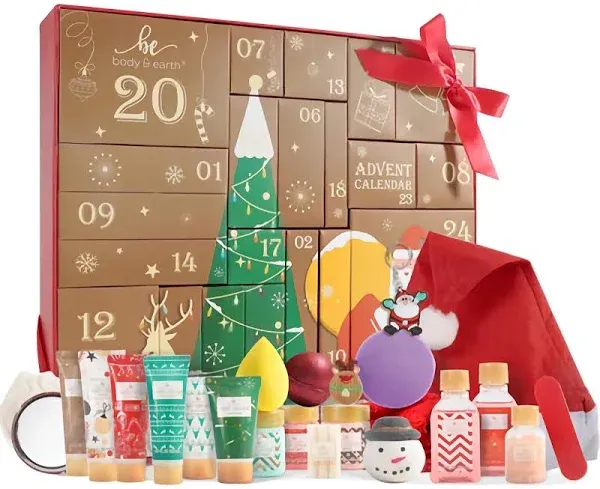 Body & Earth 24 Pieces of Bath Set with Christmas Advent Calendar