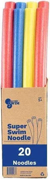 in The Swim 20-Pack, 3-Inch Diameter Jumbo Pool Noodles – Soft Large Foam Noodles for Extra Buoyancy - Floating Training Device, Exercise Aid, Pool