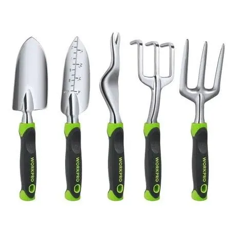 WORKPRO 5 Pieces Garden Tool Set Gardening Cast Aluminum Outdoor Hand Tools Kits