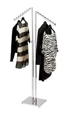 SSWBasics Chrome 2-Way Clothing Display Rack - Sleek Retail Clothing Rack with