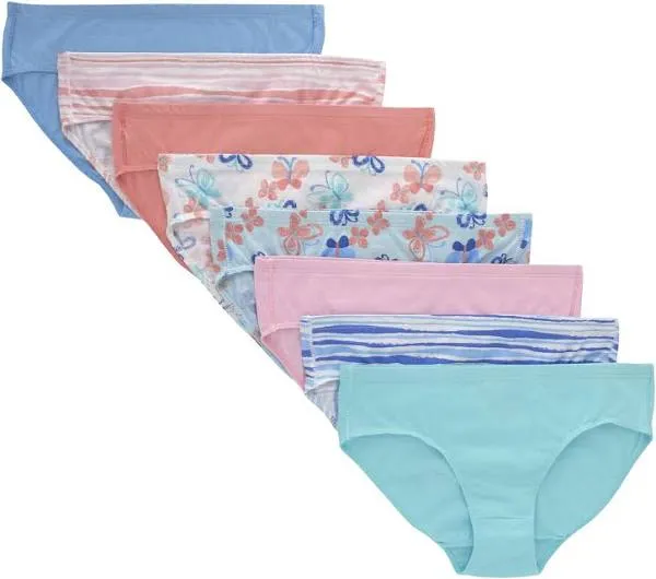 Hanes Pure Comfort Hipster Panties Underwear 10 Girls 8 Pack New