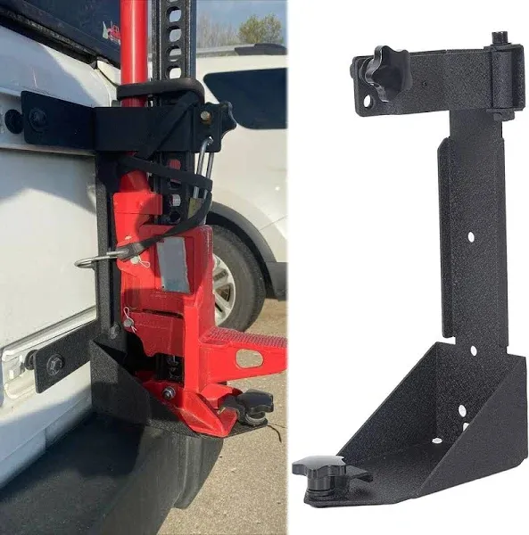 ECOTRIC High Lift Jack Mount Bracket Compatible with Jeep Wrangler JK 2007-2018 Rear Off-Road Tailgate Heavy Duty Jack Mount Bracket Kit