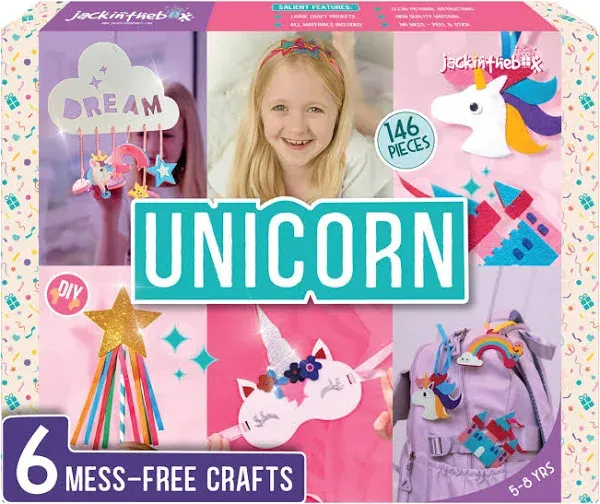 jackinthebox Unicorn Crafts for Kids Ages 5-8, 6-in-1 Unicorn Gifts for Girls, Unicorn Craft Kit, Unicorn Toys, Unicorn Arts and Crafts for Girls Aged 5 6 7 8 Years