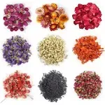 SACATR 9 Bags Dried Flowers,100% Natural Dried Flowers Herbs Kit for Soap Making, DIY Candle Making,Bath - Include Rose Petals,Lavender,Don't Forget