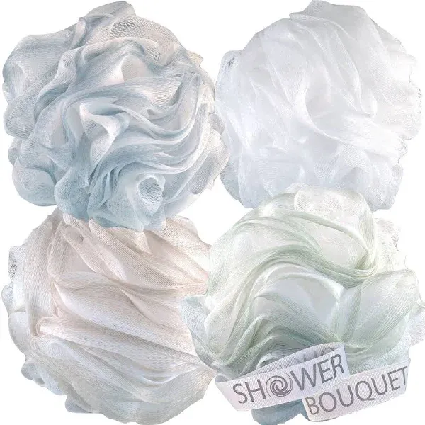 Shower Bouquet Loofah-Bath-Sponge XL-75g-Soft-Set 4-Pack-Pastel-Colors