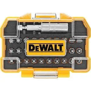 DeWALT  DWAX100 31PC SCREWDRIVING BIT SET Magnetic Screw Lock Sleeve w/Case NEW