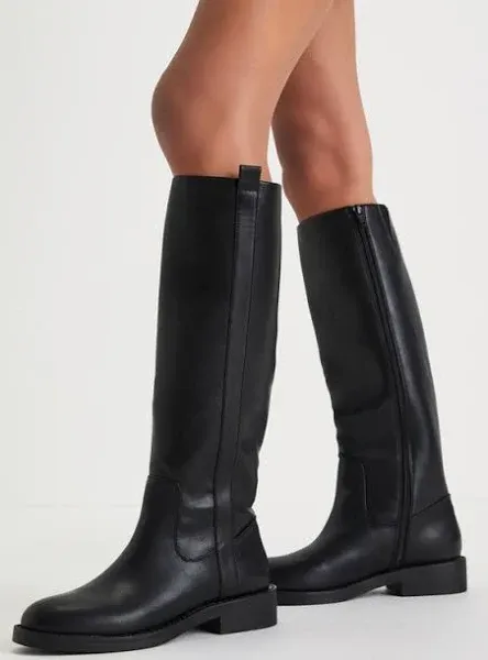 Pennie Knee High Riding Boots, Black Smooth | DV by Dolce Vita