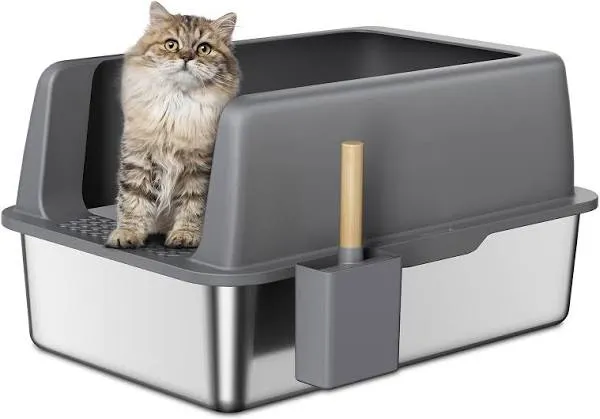 Extra Large Metal Litter Box with Lid High Sided Easy Clean for Neva Masquerade