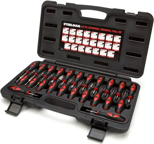 Steelman 23-Piece Universal Terminal Tool Kit for Auto Technicians, Safely Remove Wires from Terminal Block Without Damage, Variety of Blade Styles