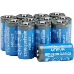 Basics Lithium CR123A 3 Volt Batteries - Pack of 12