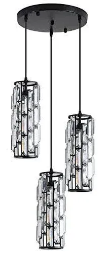 3 Light Modern Black Pendant Lighting Mini Crystal Chandeliers Adjustable Pendant Light Fixture Kitchen Island Dinning