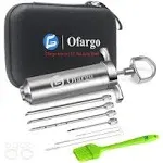 Ofargo 304-Stainless Steel Meat Injector Syringe with 3 Marinade Needles and Travel Case