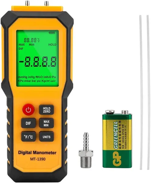 Versatile Digital Manometer with Temperature Sensor – Perfect for Gas Systems