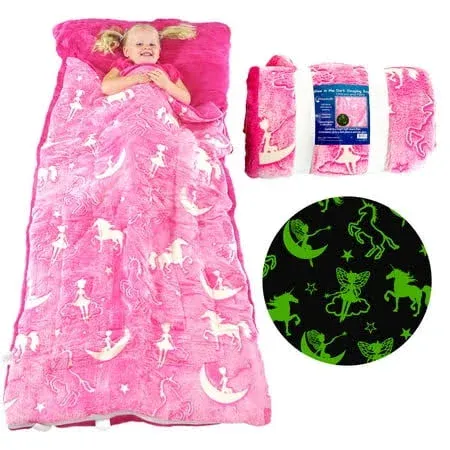 Unicorn Sleeping Bag Glow in the Dark Fairy Slumber Bag for Girls - Plush Glowin