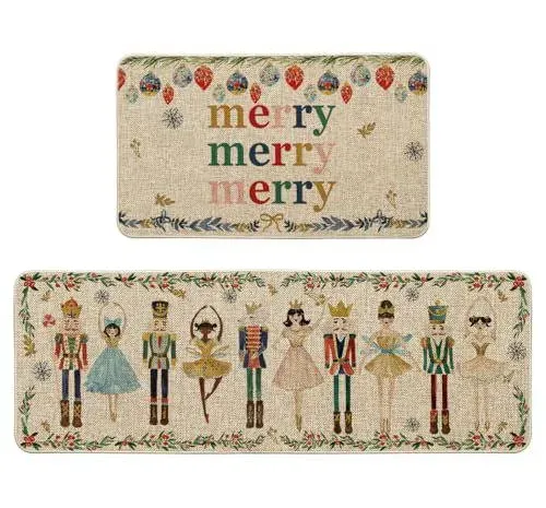 The Holiday Aisle Merry Christmas Decorative Kitchen Mats (Set of 2)