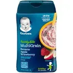 Gerber Hearty Bits Multigrain Banana Apple Strawberry Baby Cereal, 8 Oz (Pack of 6)