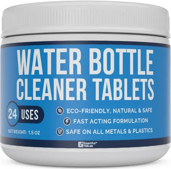 IMPRESA 24 Pack Tablets Water Bottle & Reservoir Cleaning Tabs, Quickly Removes Stubborn Stains & Odors - for Hydration Backpack Bladders & Water Bottles - Cleaning Kit for stainless steel & plastic