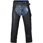 HWK Motorcycle Leather Chaps for Men and Women, Black Motorcycle Chaps for Road Rash Protection and All-Weather Comfort, Cowboy Chaps for Enduro