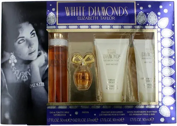 White Diamonds By Elizabeth Taylor 4 Piece Gift Set for Women (With 1.7 oz) *NIB