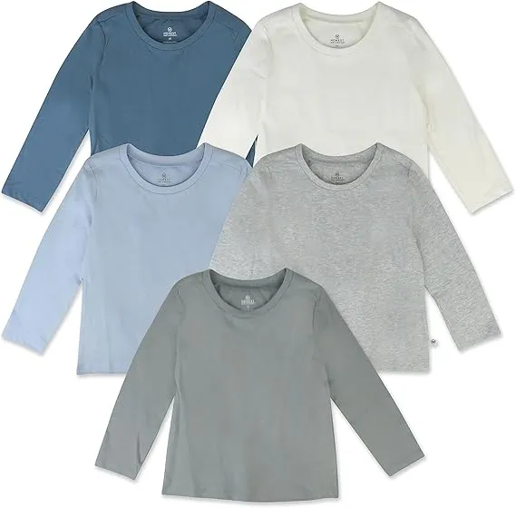 HonestBaby Multipack Long Sleeve T-shirts Tee 100% Organic Cotton Baby, Toddler, Kids, Boys, Girls