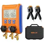 Elitech Wireless Digital Manifold Gauge Set Data Logging Refrigerant HVAC Gauges with Hoses, Temperature Clamps, LMG-10W