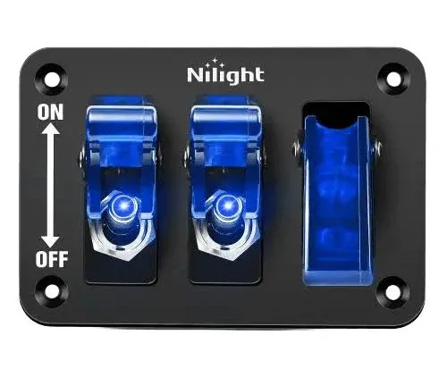 Nilight Start Engine Button 12V DC 50A SPST on Off Momentary Switch Blue Car Start Engine Button Stater Push Start Ignition Switch for Racing Sport Cars Trucks, 2 Years Warranty