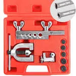 Thorstone Double & Single Flaring Tool Kit for Brake Line and Brass Tubing Tool with Extra Adapters, 45 Degrees, Red