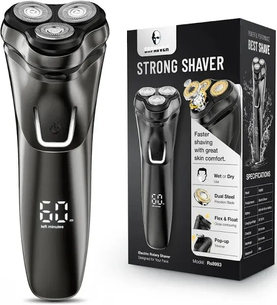 Electric Razor for Men, SHPAVVER Electric Shaver for Men, Rechargeable Wet & Dry Shaver with Pop-Up Trimmer, Waterproof Cordless Portable Razor