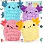  Crochet Kit for Beginners, Crochet Starter Kit w Step-by-Step Mini Axolotls