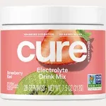 Cure Hydration | Plant-Based Electrolyte Drink Mix | No Added Sugar | Dehydration Relief Powder Made with Coconut Water | Non-GMO | Vegan | FSA & HSA | 28 Servings Jar - Strawberry Kiwi