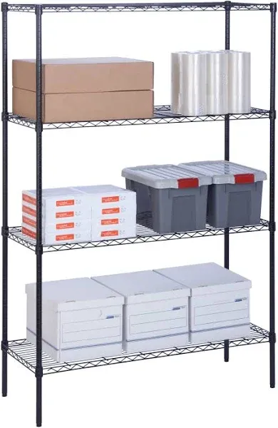 Honey-Can-Do 4-Tier Heavy Duty Steel Adjustable Storage Shelves, Black, Holds up to 350 lb per Shelf