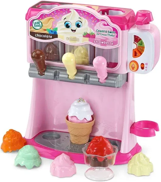 LeapFrog Count and Swirl Ice Cream Maker Playset for Kids Ages 2 Years and up, Pink