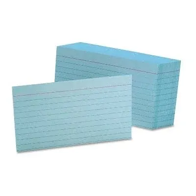 Oxford Ruled Color Index Cards, 3" x 5", Blue, 100 Per Pack (7321 BLU)