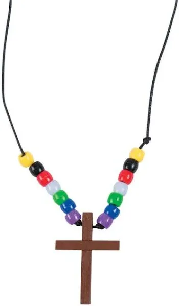 12-Pack Wooden Cross Faith Necklace Craft Kit