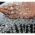 VOVOV 20FT Clear Crystal Garland Chandelier Octagon Beads Chain Beaded Trim