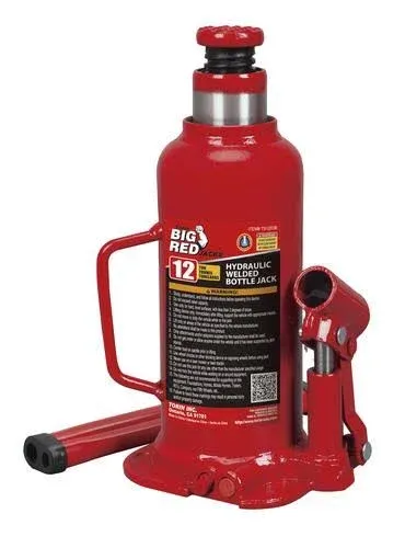 BIG RED 12 Ton (24,000 LBs) Torin Welded Hydraulic Car Bottle Jack for Auto Repair and House Lift, Red, TAM91203B