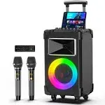 Jyx Karaoke Machine, 10" Woofer Big Bluetooth Karaoke Speaker, Portable Microphone Speaker with 2 Wireless Mics, Party Lights, Supports Vocal Cut,