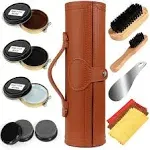 Make It funwan Shoe Shine Kit with PU Leather Sleek Elegant Case, 12-Piece Travel Shoe Shine Brush Kit