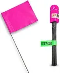 Ace Supply Marking Flags - 4 x 5-Inch Flag On 15-inch Steel Wire - Neon Pink, 10