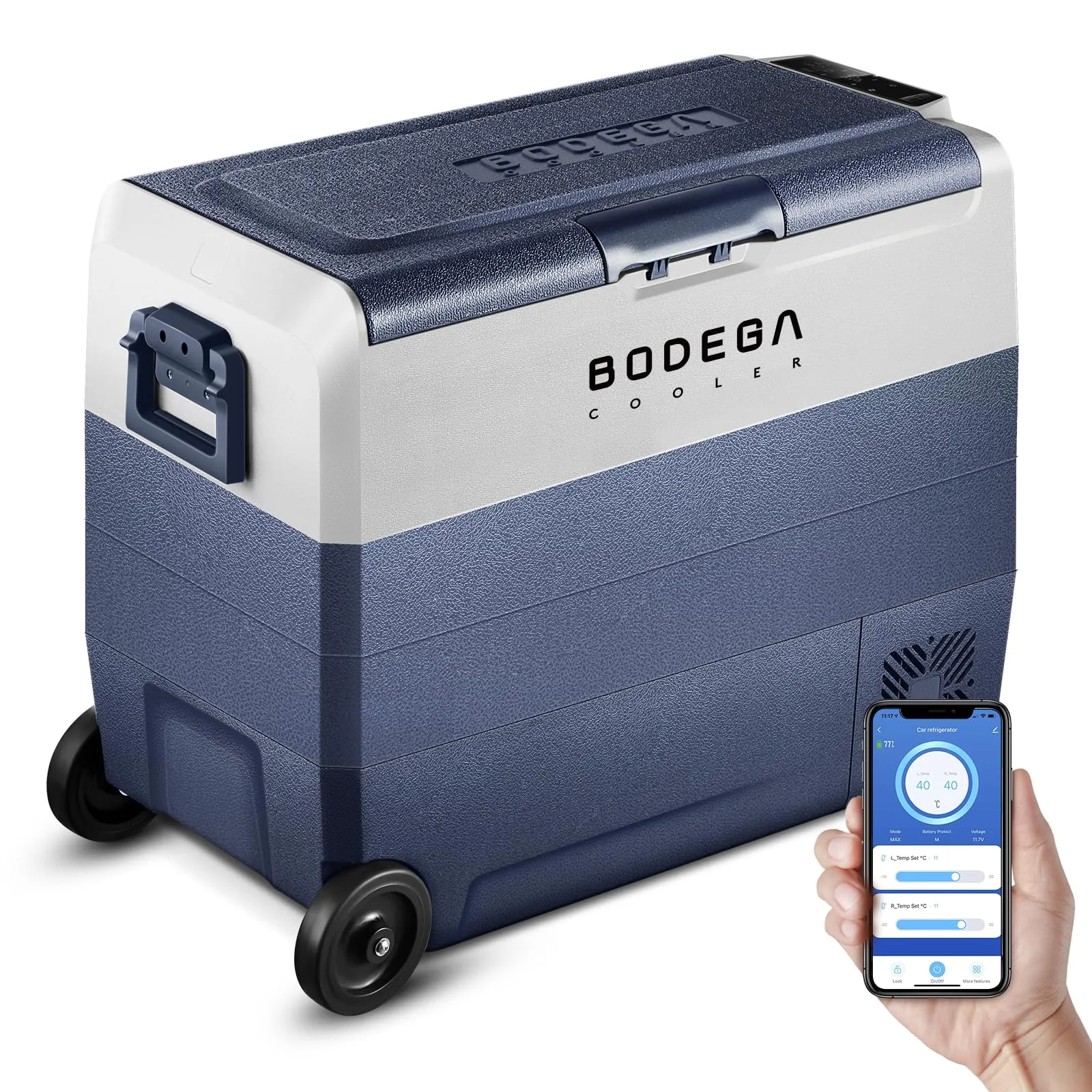 Bodega 12V Car Refrigerator, Dual Zone Temp Independent WiFi App Control - 64 Quart(60L)